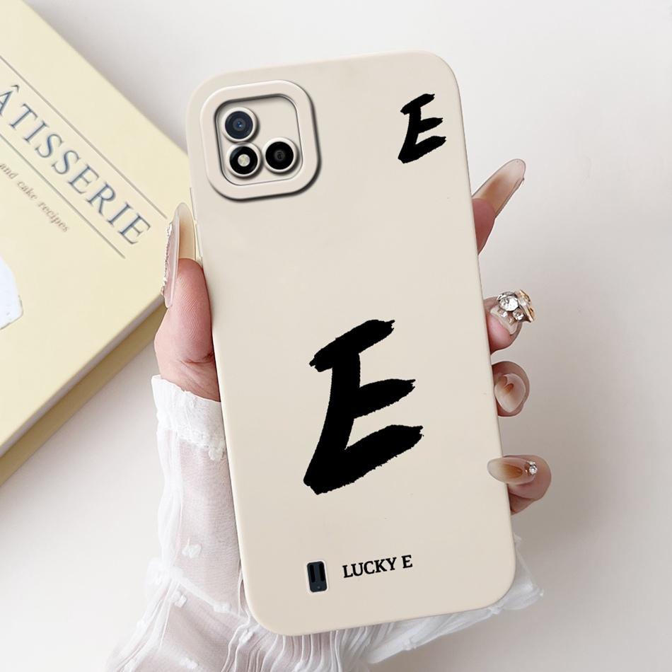 Для Realme C11 (2021) Счастливый чехол для телефона с первой буквой для Realme C11 2021 2020 RMX3231 RMX2185 Мягкий силиконовый противоударный чехол
