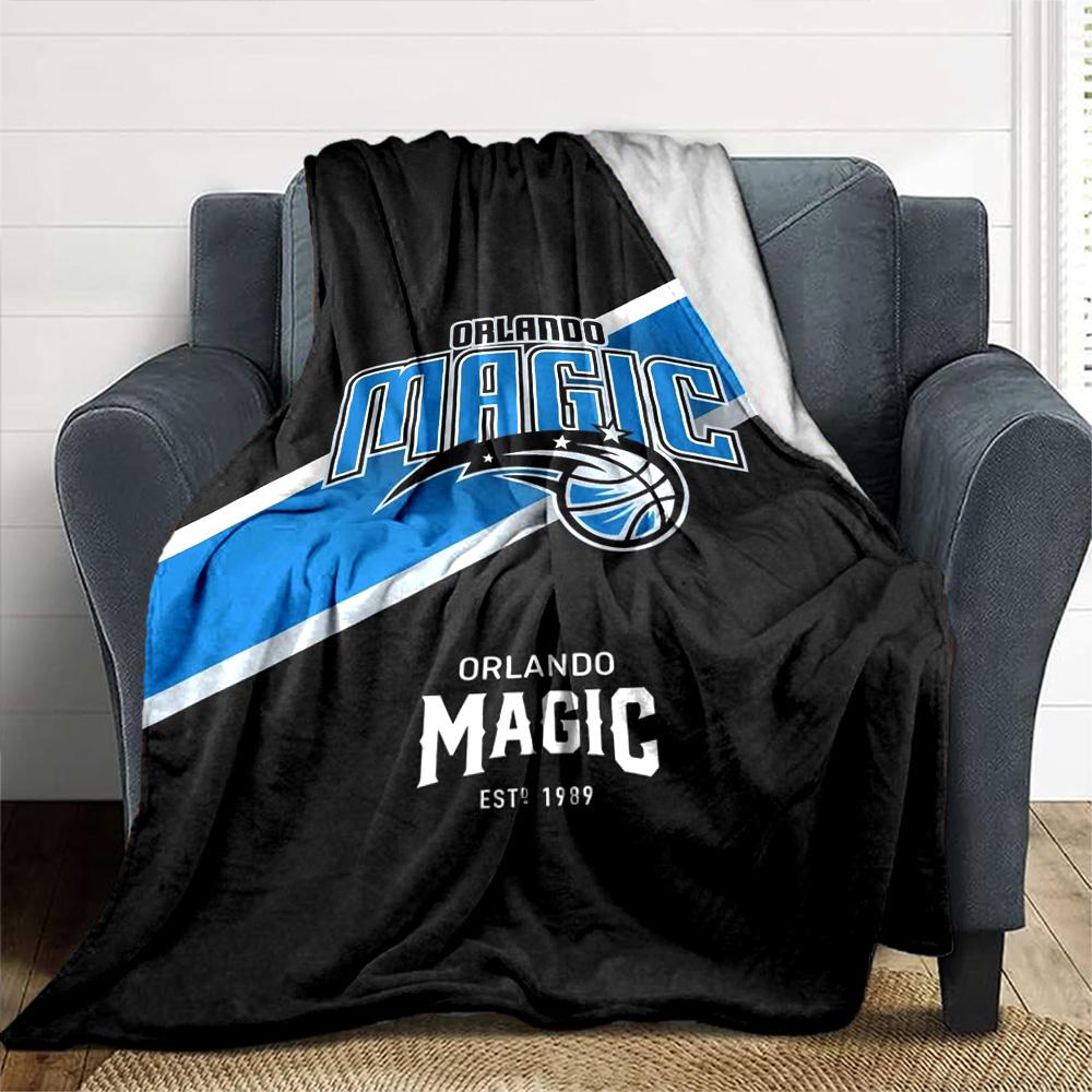 Orlando Magic Logo Print Flannel Blanket High Quality Warm Comfortable Cover for All Seasons Perfect for Gifts Home Decor