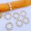 12Pcs Imitation Pearl Napkin Rings Set Elegant Rhinestone Napkin Holder Festive Celebration Table Decor for Wedding Party Banquet