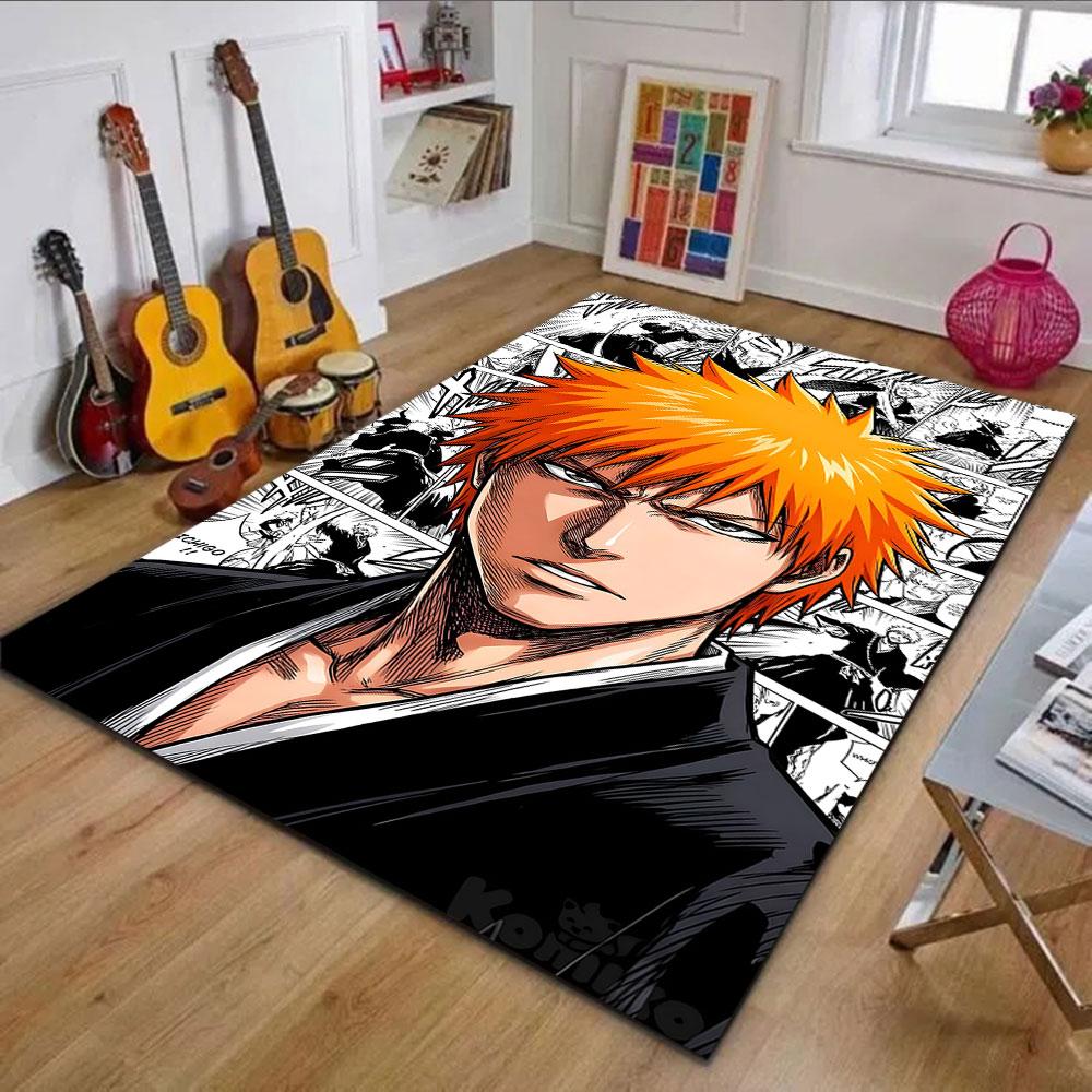 Orange-Haired Anime Warrior Patterned carpet, non slip mat suitable for living room and bedroom sofas