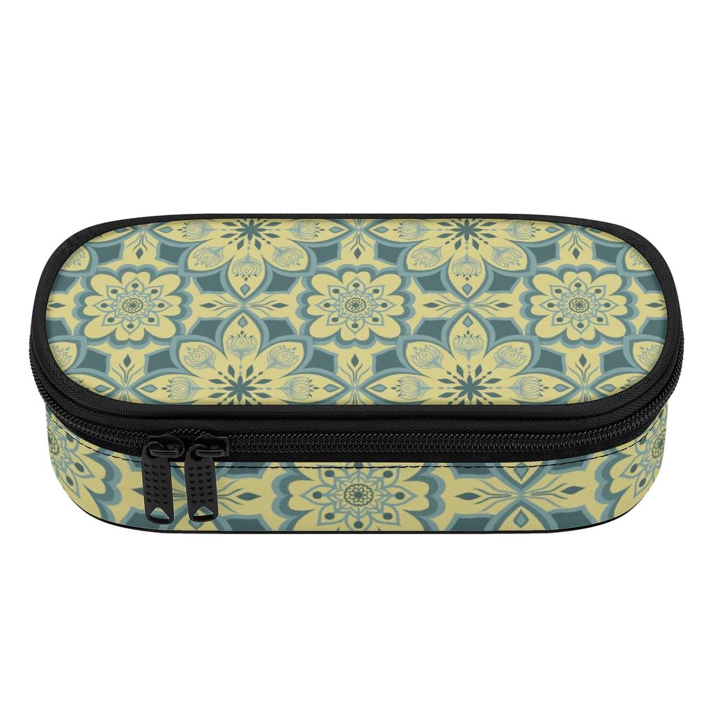 Pencil Case Portable Wear Resistant Polyester Smooth Zipper with Main Compartment Mesh Pocket and Pen Slots for Daily School Use