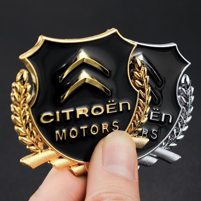 YKKBG1 3D Car Metal Car Leaf Side Logo Badge Sticker For Citroen C3 C5 AIRCROSS C5X C4 Cactus PICASSO e-C3 e-C4 C1 C-Crosser C2 Celysee