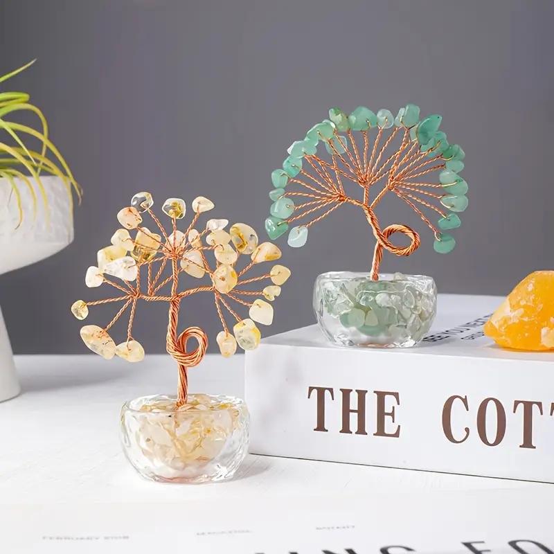 1pc Natural Rose Quartz, Crystal, Crystal Tree, DIY Hand Woven Life Tree, Home Desktop Decoration Ornament, Suitable for Mother'