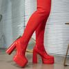 Fashion Over The Knee Thigh Boots Autumn New Paneled Stretch Cloth Sleeve Platform Block Heel Sock Boots
