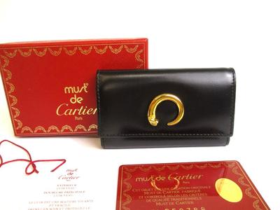 Оригинальный брелок Panthere de Cartier из черной кожи, 6 подвесок #a803 Восстановленный