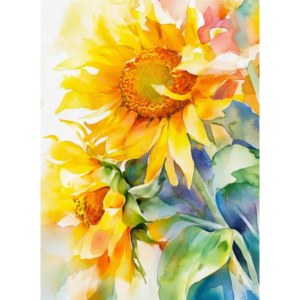 Sunflower Still Life Watercolor Painting Nature poster CanvasOil Painting Prints Wall Painting Living Room Home Decor