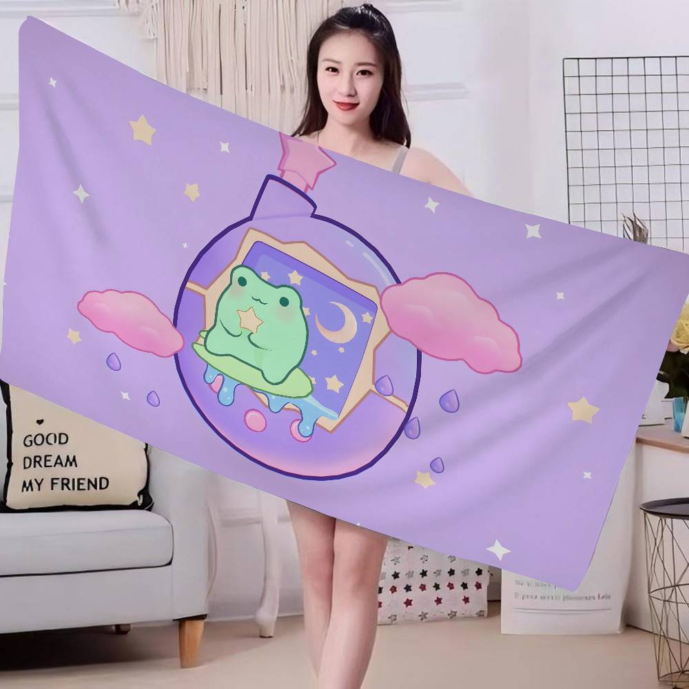 Классический T-Tamagotchi Милое Пляжное Полотенце с Принтом из Микрофибры Для Альпинизма Йоги Пляжа Плавания Бега Впитывающее Мягкое Полотенце
