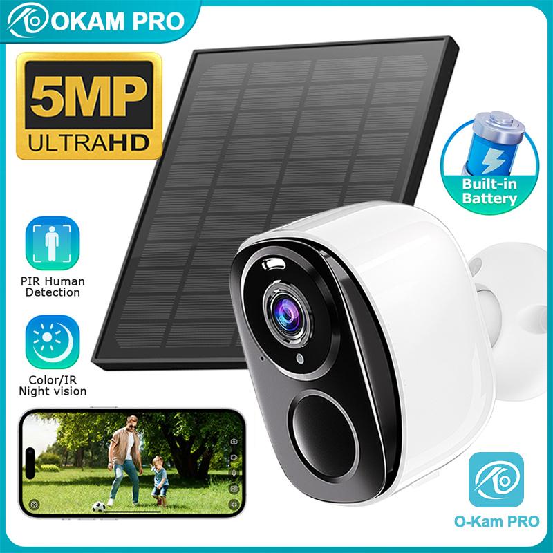 OKAM PRO APP 4G Камера HD 5 Мп Широкоугольный объектив 130° Аккумулятор 5000 мАч Камера Уличная IP66 Водонепроницаемая IP CCTV Цветное ночное видение