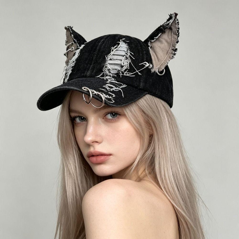 Frayed Edges Baseball Cap Distressed Details Y2k Baseball Cap Wash Baseball Cap Party Wear