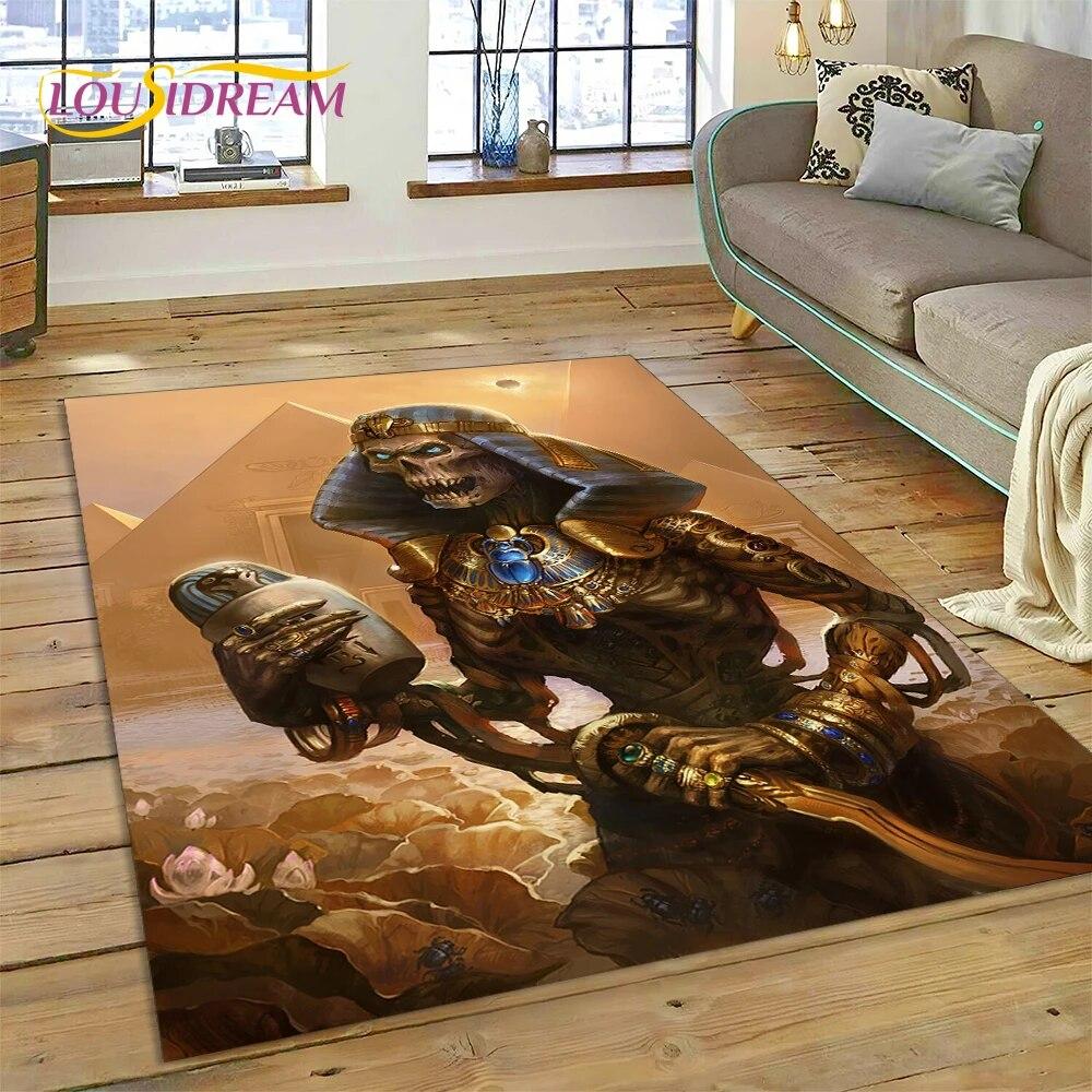 3D Anubis Pharaoh Horus Egyptian Mythology Gods Carpet Rug for Home Living Room Bedroom Sofa Doormat Decor,Area Rug Non-slip Mat