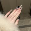 Black Gold Jazz Handmade Long Oval Polka Dot Diamond Black French High-end Whitening 10 Manicure Patches