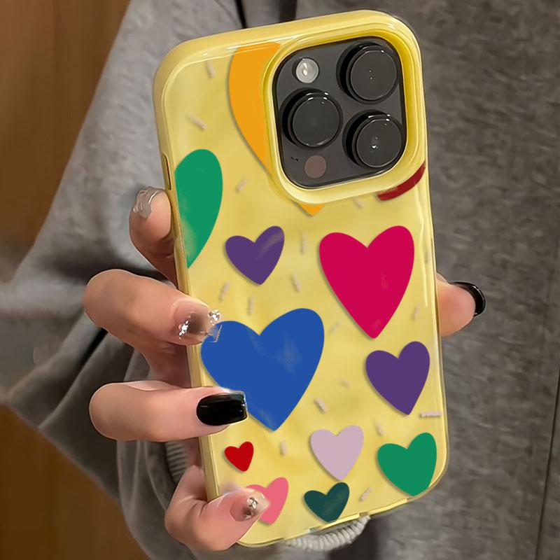 Красочный чехол-сердечко из мягкого ТПУ для iPhone 17Air 16 17 Pro 15 14 13 11 12 Pro Max 15 Plus Модный противоударный чехол