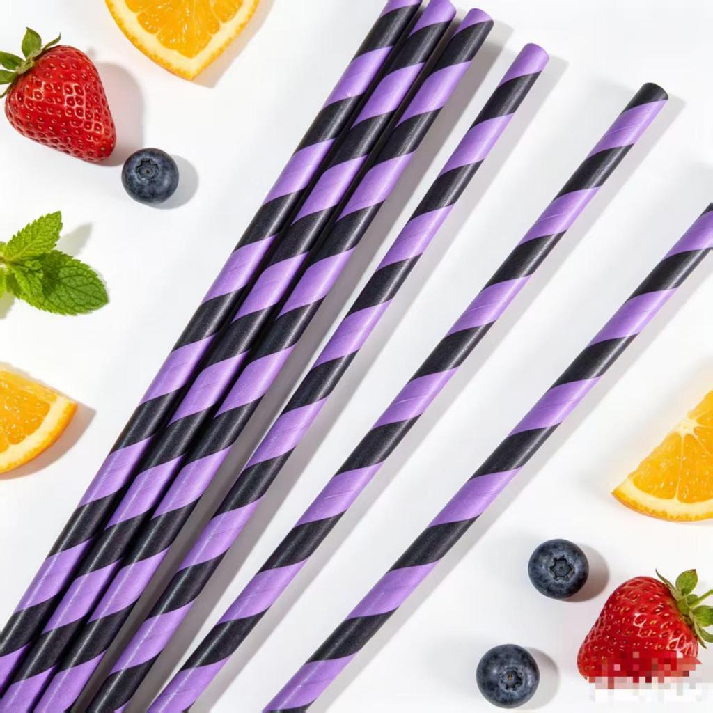 Individually Wrapped Biodegradable Striped Paper Straws