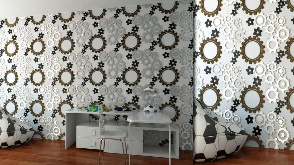 3D стеновая панель Форма для гипсовой, гипсовой или бетонной плитки для декоративных стеновых панелей "Механика"