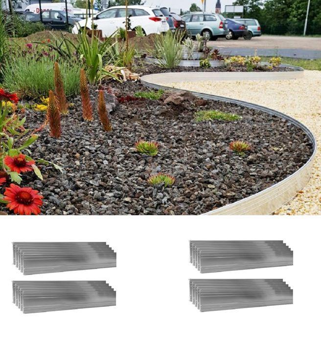 Bordure de Jardin en aluminium ultra solide - ICH-ZAPFE.DE - 10 cm x 5 m - Galvanisé - Aluminium