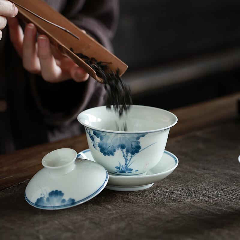 Chinese Hand-painted Ceramic Gaiwan Tea Set