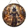 1pc 2d Flat Wood Vintage Egyptian Round Wooden Sign - 20cm Egyptian Mysterious Theme Sign Suitable for Home, Cafe, Apartment, Etc. - Festival, Lover