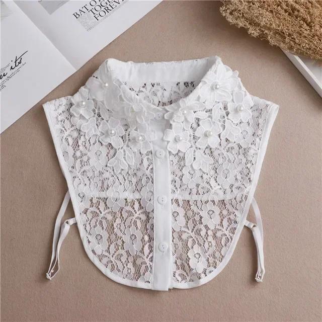 Fashion Front Tie White Fake Collar for Women Stand Detachable Collar Fake Girls Vintage Lace Ladies False Blouse Collar