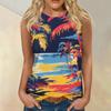 Женская мода, летняя майка с круглым вырезом, легкая майка без рукавов с принтом
