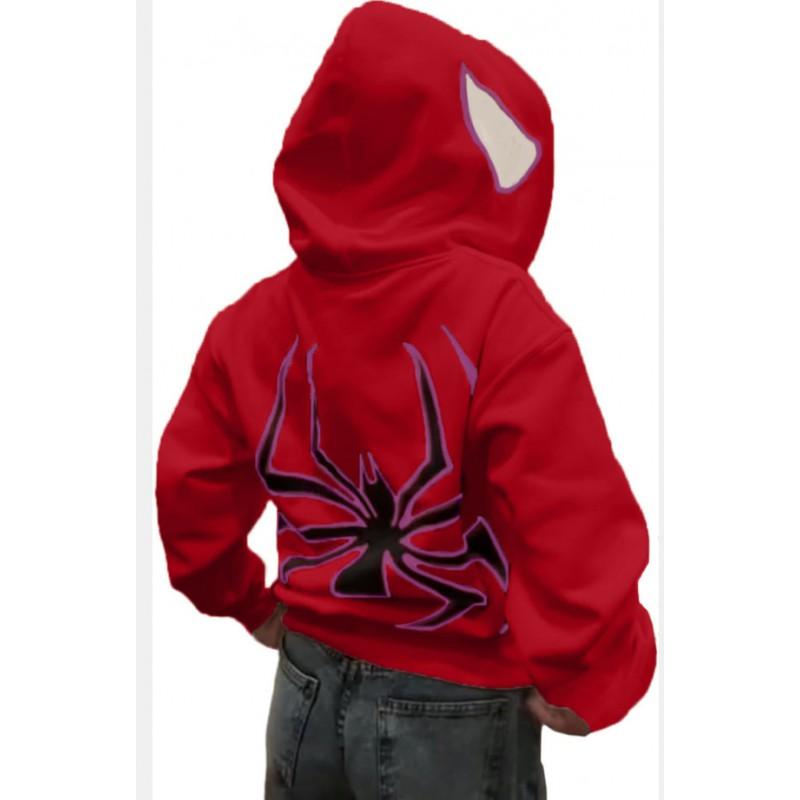 Halloween Spider-Man Zip Hoodie Y2K Loose Fit Sweatshirt Teens