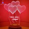 3D Classic Hearts Themed/ Customizable Led Table Lamp Night Light Aesthetic Room Decor Bed Lamp Birthday Gifts