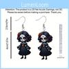 Halloween Themed Black Skull Rose Girl Four Pattern Women Acrylic Earrings For Summer Unisex Fashion Accessories