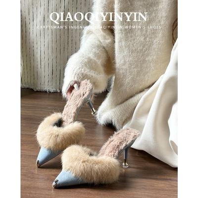 Мягкая подошва не устает ноги удобные корейские высокие каблуки 2024 взрыв интернет знаменитость допамин ежедневная сумка высота головы одиночные туфли женские