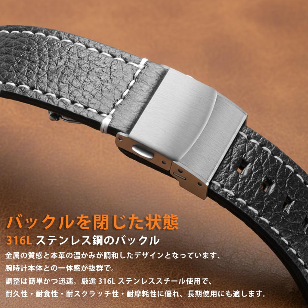 Кожаный ремешок для часов SUIMUMU 22 мм, двухслойная воловья кожа с узором личи, ретро-классический стиль, пряжка из нержавеющей стали, замена из натуральной кожи