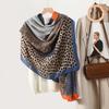 Fashion Color Matching Leopard Print Stone Pattern Printing Women's Scarf Silk Scarf Autumn and Winter Going Out Warm Scarf