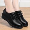 Fashion British Style Spring Autumn Women Round Heel Shoes Square Heel Lace-free Office Pumps Work Party Comfortable Soft Leather 2024