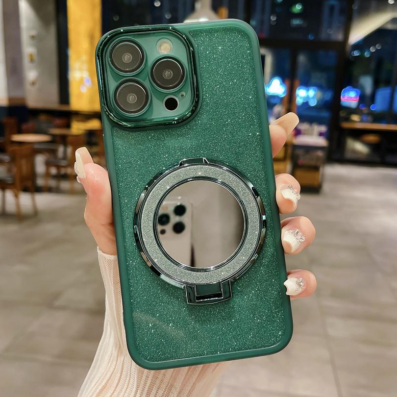 Makeup Mirror Phone Case For Samsung Galaxy A04 A04S A04E A12 A13 A14 A22 A23 A24 A32 A33 A34 A52 A53 A54 5G Glitter Stand Cover