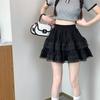 New Lace Cake Skirt for Women Short Skirt Ballet Style High Waist White Mesh Hooded College Style Skirt Cute
