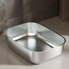 Кошачий туалет из нержавеющей стали, лоток для помещений, принадлежности для туалета домашних животных, открытый сверху прочный кошачий горшок