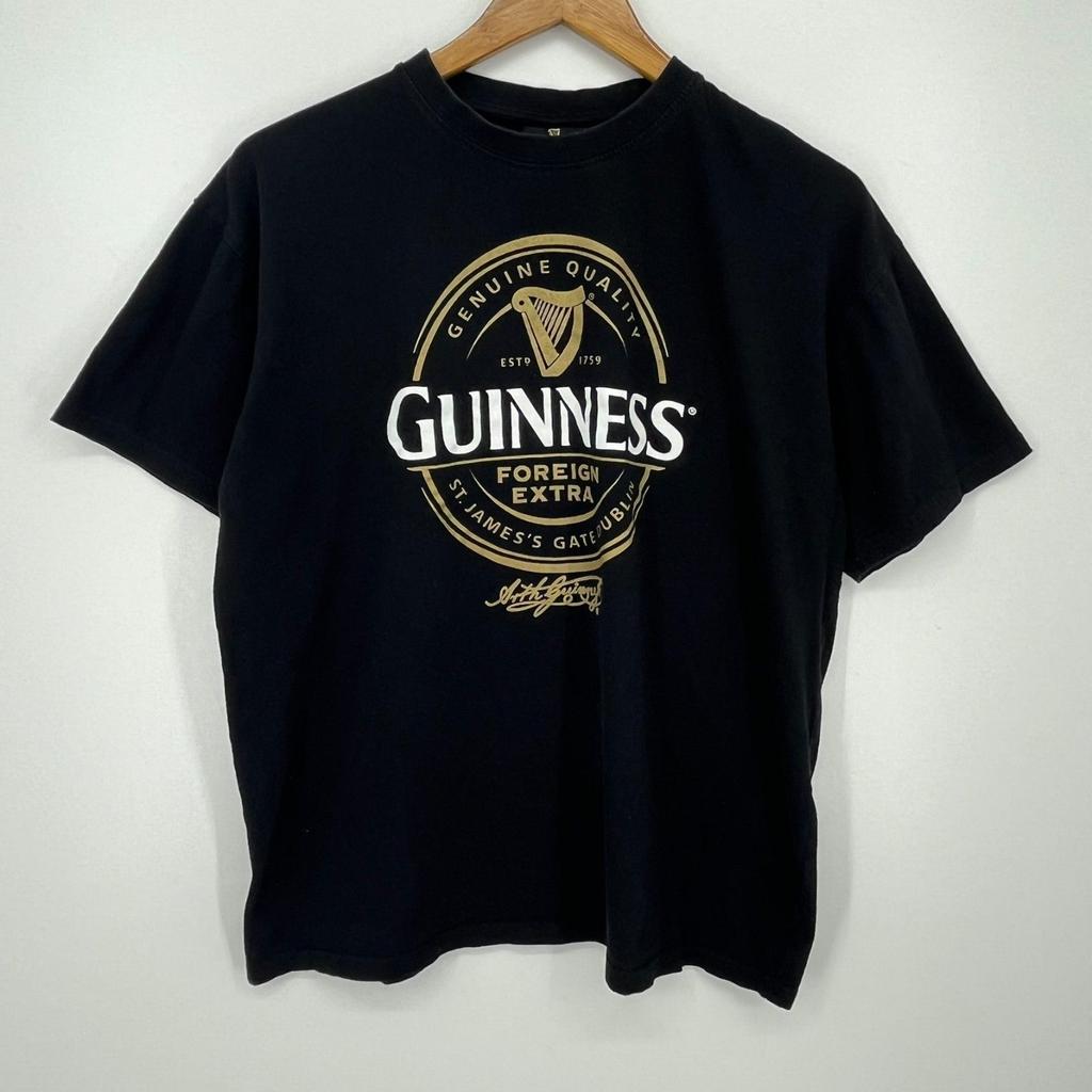 Guinness 's L Black Short Sleeve Crew Neck Irish Dublin Unisex shirt Cotton Oversize Large Size