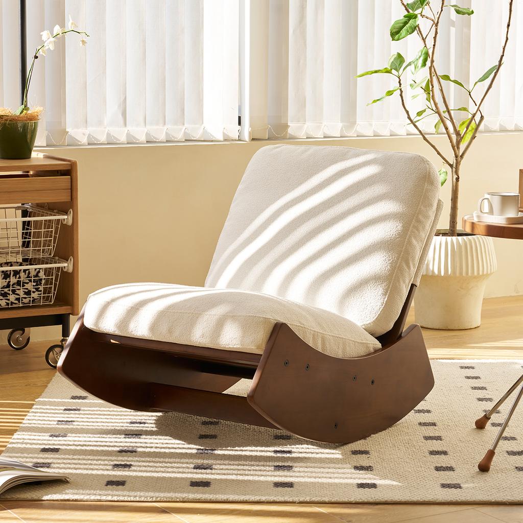 Comfortable Glider Rocking Chair, High-Quality Upholstery, Solid Wood Frame, Accent Reading Chair for Bedroom,Living Room,Nursery