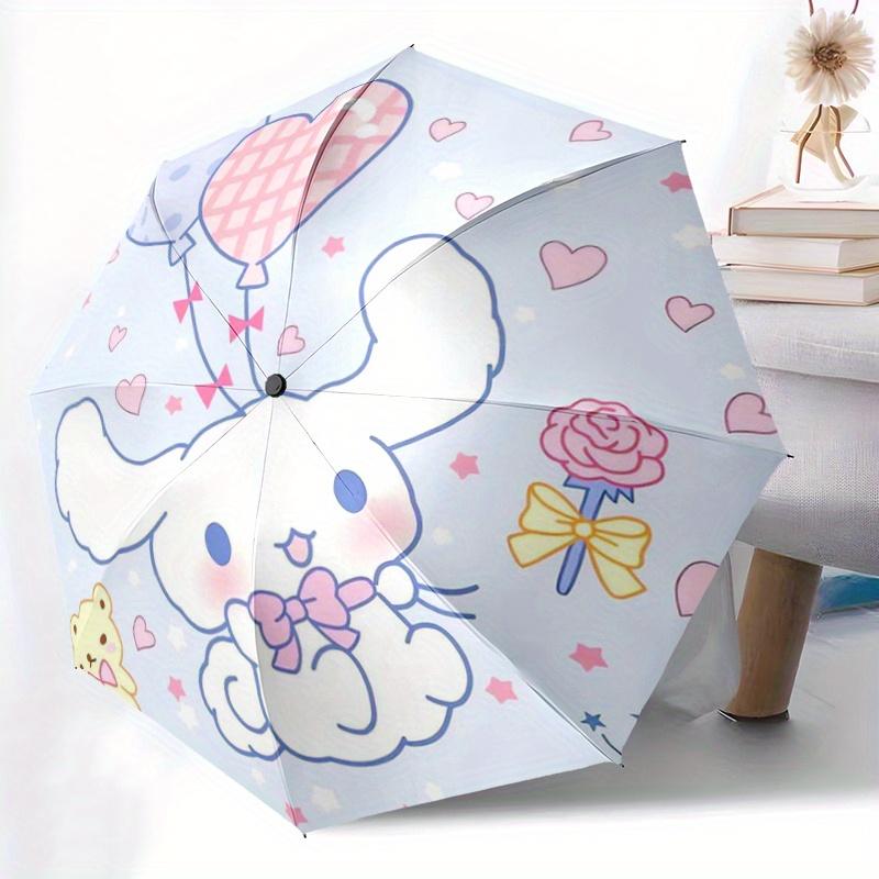 1pc Rose Balloon Cinnamoroll Theme Durable Cartoon Folding Umbrella, Portable 3-Fold Compact Umbrella for Men and Women, Suitable for Travel or Daily