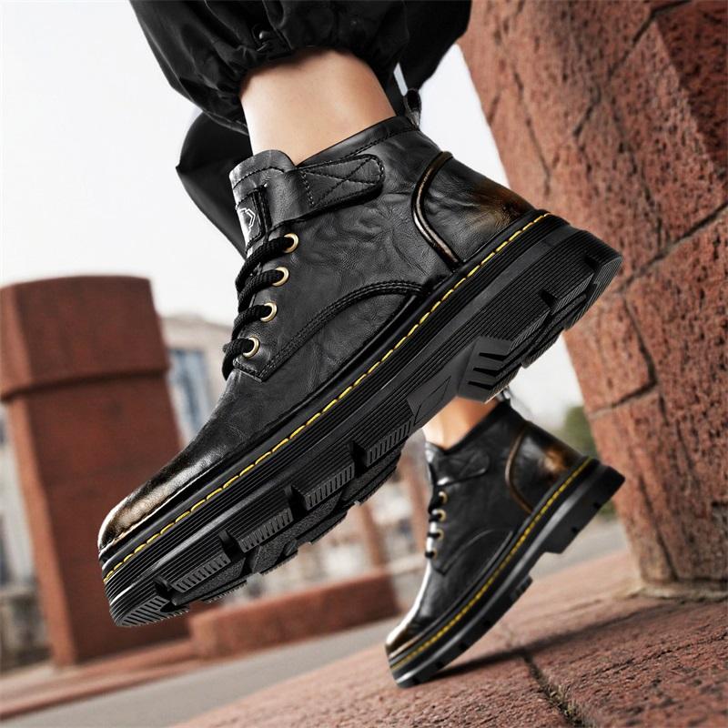 Мужские ботинки Прочные зимние ботинки Удобные нескользящие ковбойские ботинки для пожилых людей Мужские повседневные уличные кроссовки