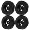 4Pcs Remote Control Metal Wheel Hub Rubber Tires Replacement for MN86 1 12 RC CarBlack