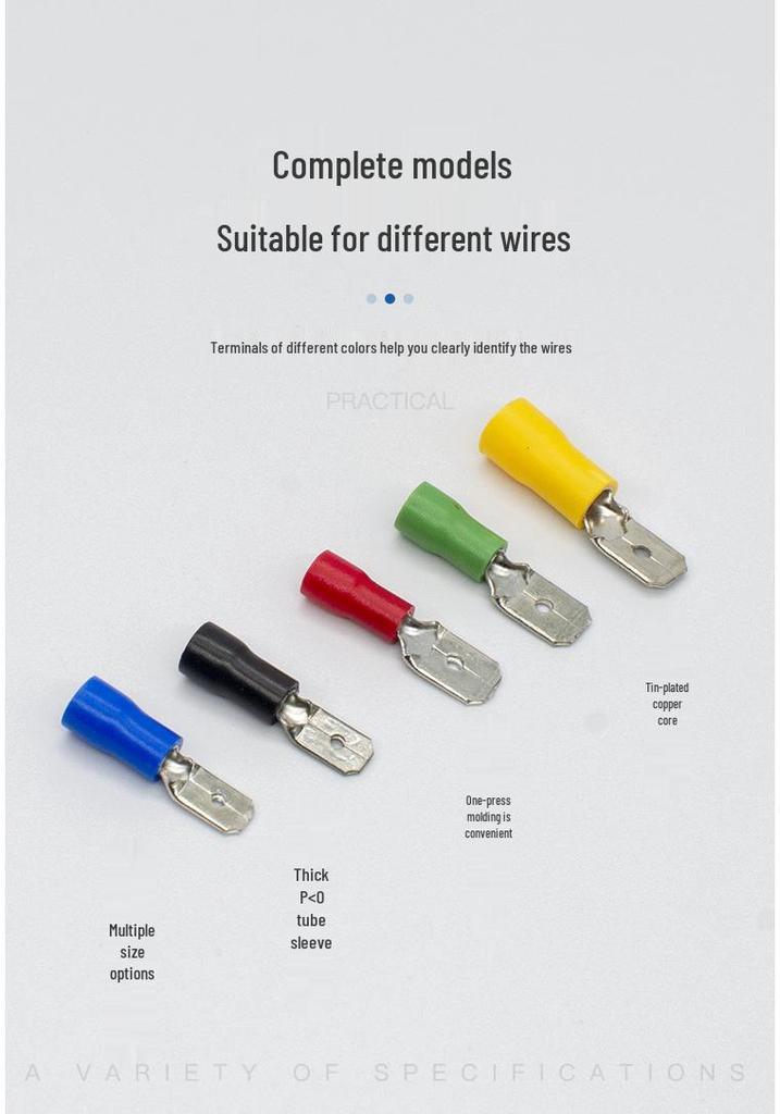 MDD1.25-250/110/187 Male Pre-insulated Spade Terminal Connector 6.3/4.8