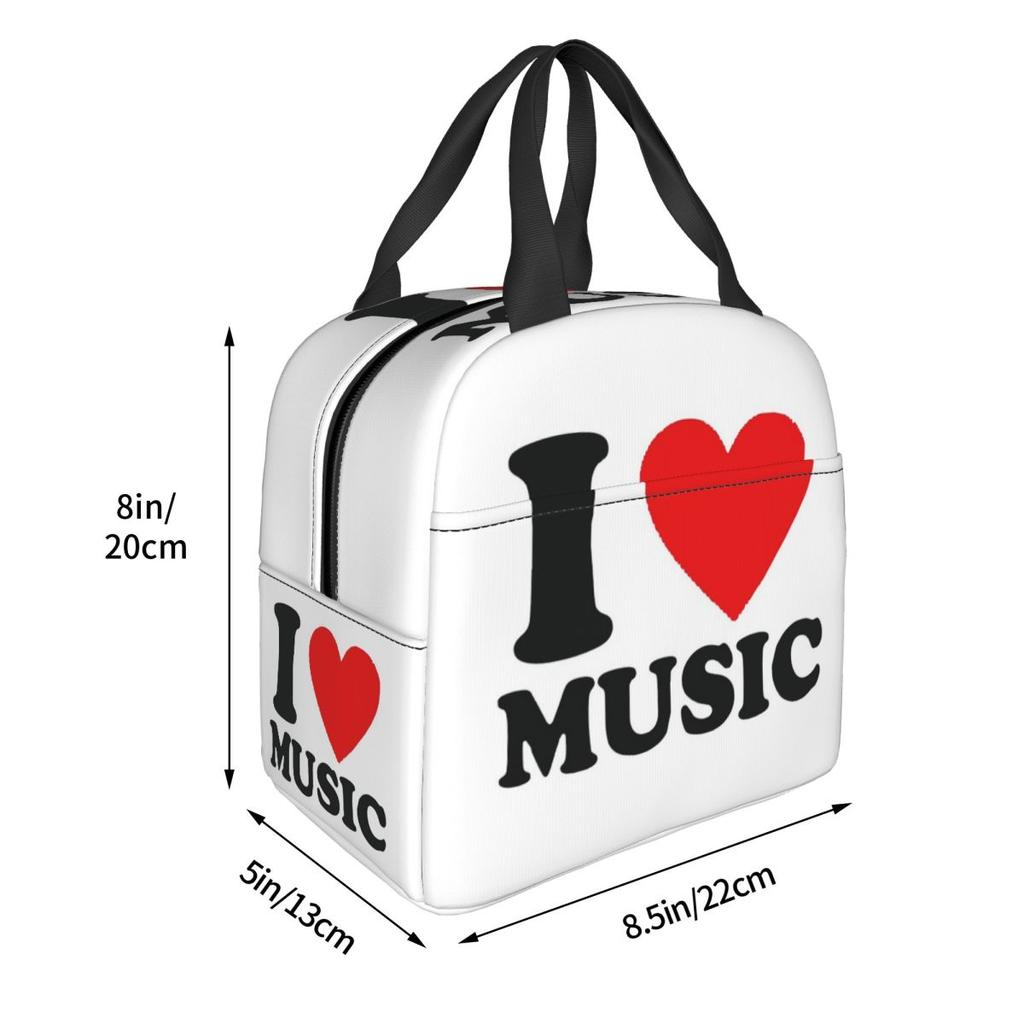 I Love Music Insulated Lunch Bag for Women Children Portable Food Boxes Thermal Lunch Box Tote