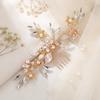 Pearl Leaf Hair Comb Alloy Base With Hand-made Decoration For Wedding