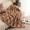 Cozy Acrylic Knit Throw Blanket With Geometric Floral Coffee Brown Soft Sofa Decor Bedding Living Room