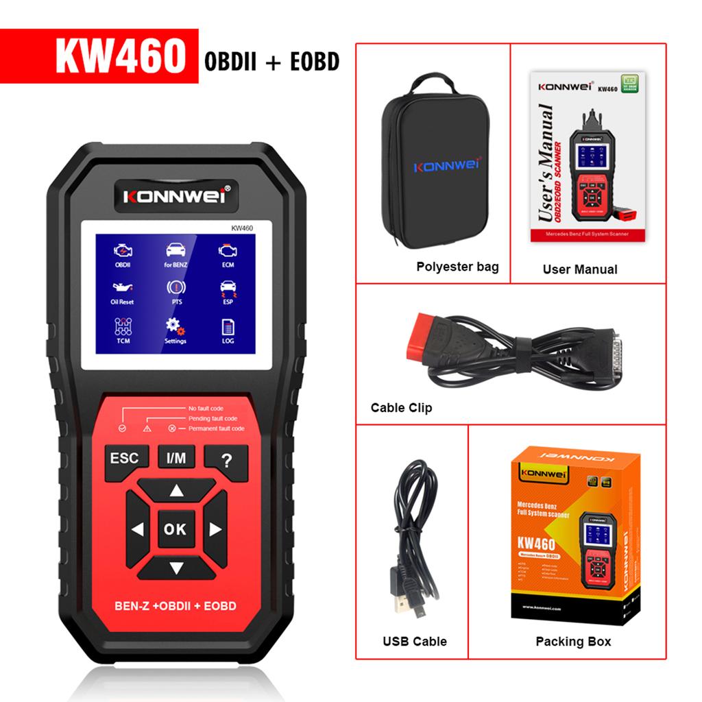 KONNWEI KW460 Замена автомобильного тестера для Mercedes-Benz OBD II + EOBD сканер диагностический прибор