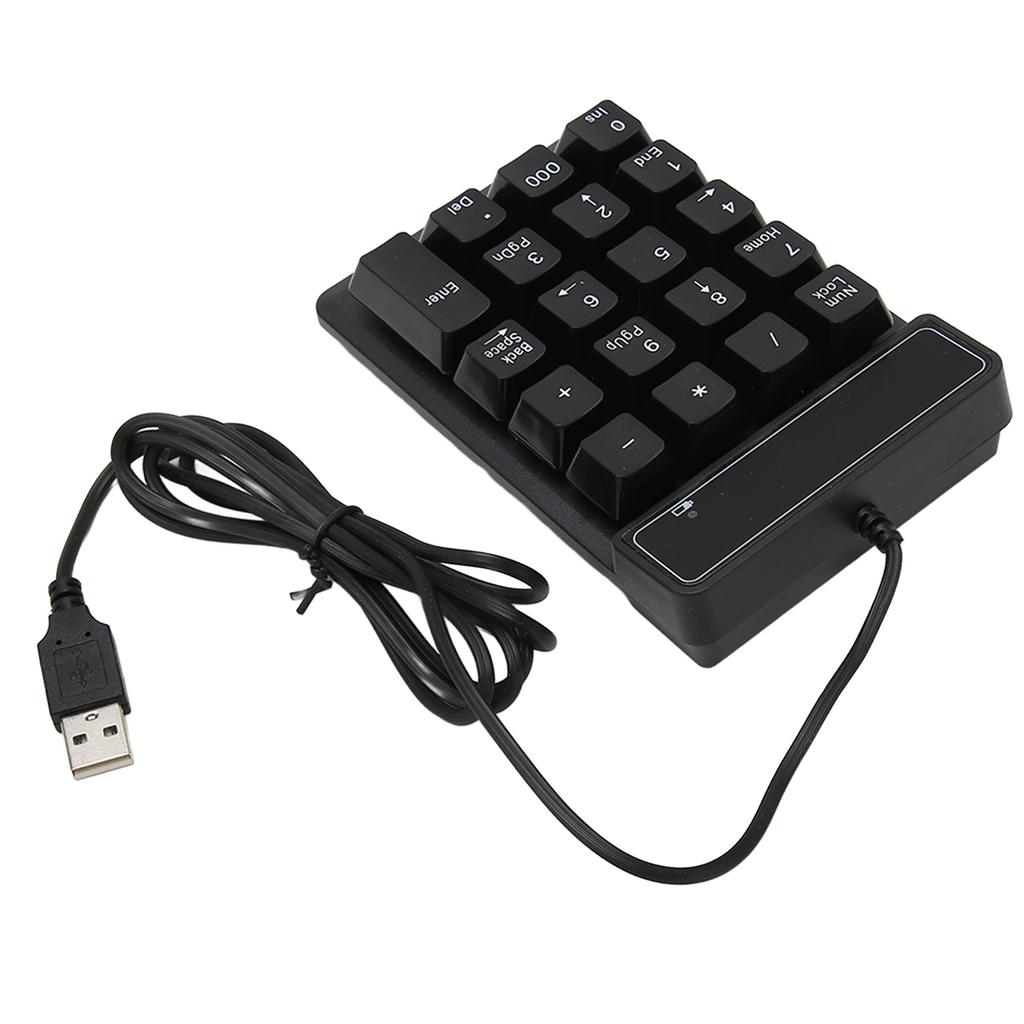 Проводная цифровая клавиатура черная USB-подключение 19 U-образных клавиш Plug and Play Компактная цифровая клавиатура для ноутбука ПК настольного компьютера