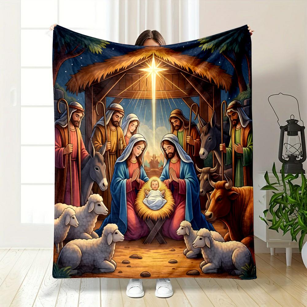 Nativity Scene Christmas BlanketFlannel blanket for bedroom, living room, sofa, and nap
