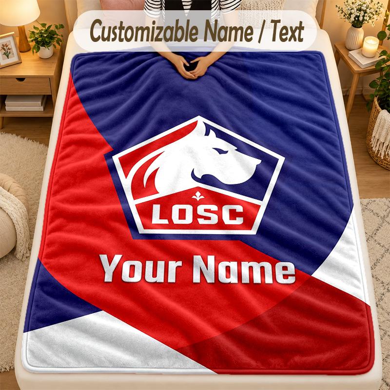Фланелевое одеяло LOSC Lille Текст с индивидуальным именем Персонализированное Мягкое Теплое Плед Декор для дома Подарок