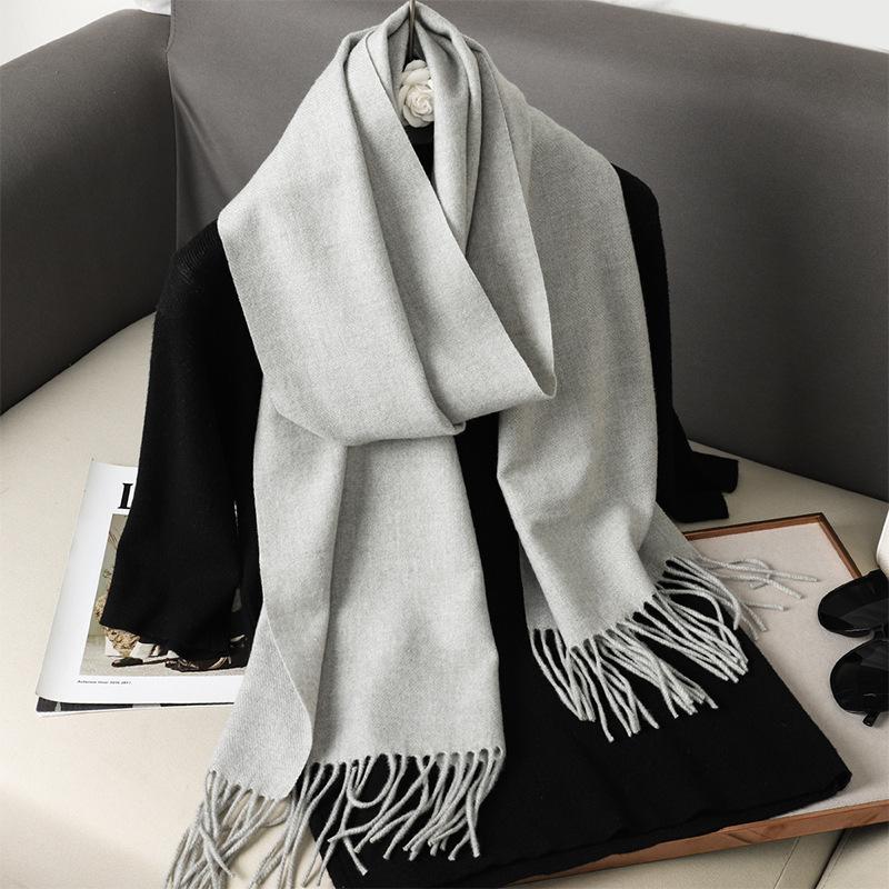 62Color Solid Women Winter Scarf Теплый Утолщенный Кашемировый Шаль Уличная Мода Роскошные Кисточки Пашмина Дамская Накидка Ветрозащитные Шарфы