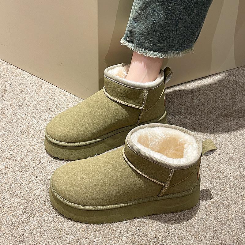 Осенние и зимние меховые зимние сапоги, женские меховые ботинки на толстой подошве, короткие сапоги на губчатой подошве