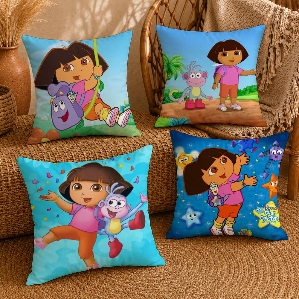 Playful DDora the ExplorerS Cushion Cover Ultra Soft Pillowcase CloudLike Comfort Fabric with Concealed Zipper
