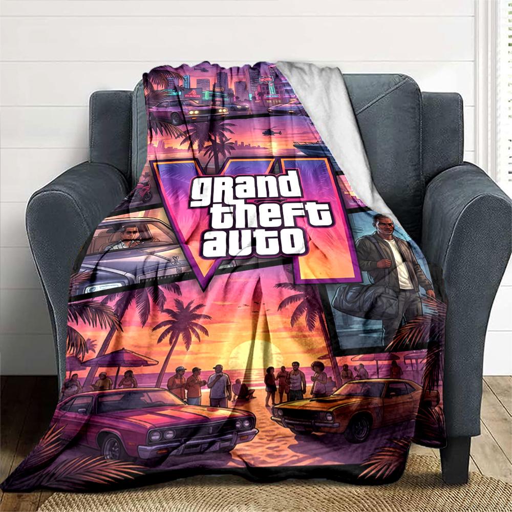 Grand Theft Auto Blanket Warmthful Decor Perfect for Chair Bedding Bed for All Occasions Digital Print Suitable for Gifting Relatives and Friends